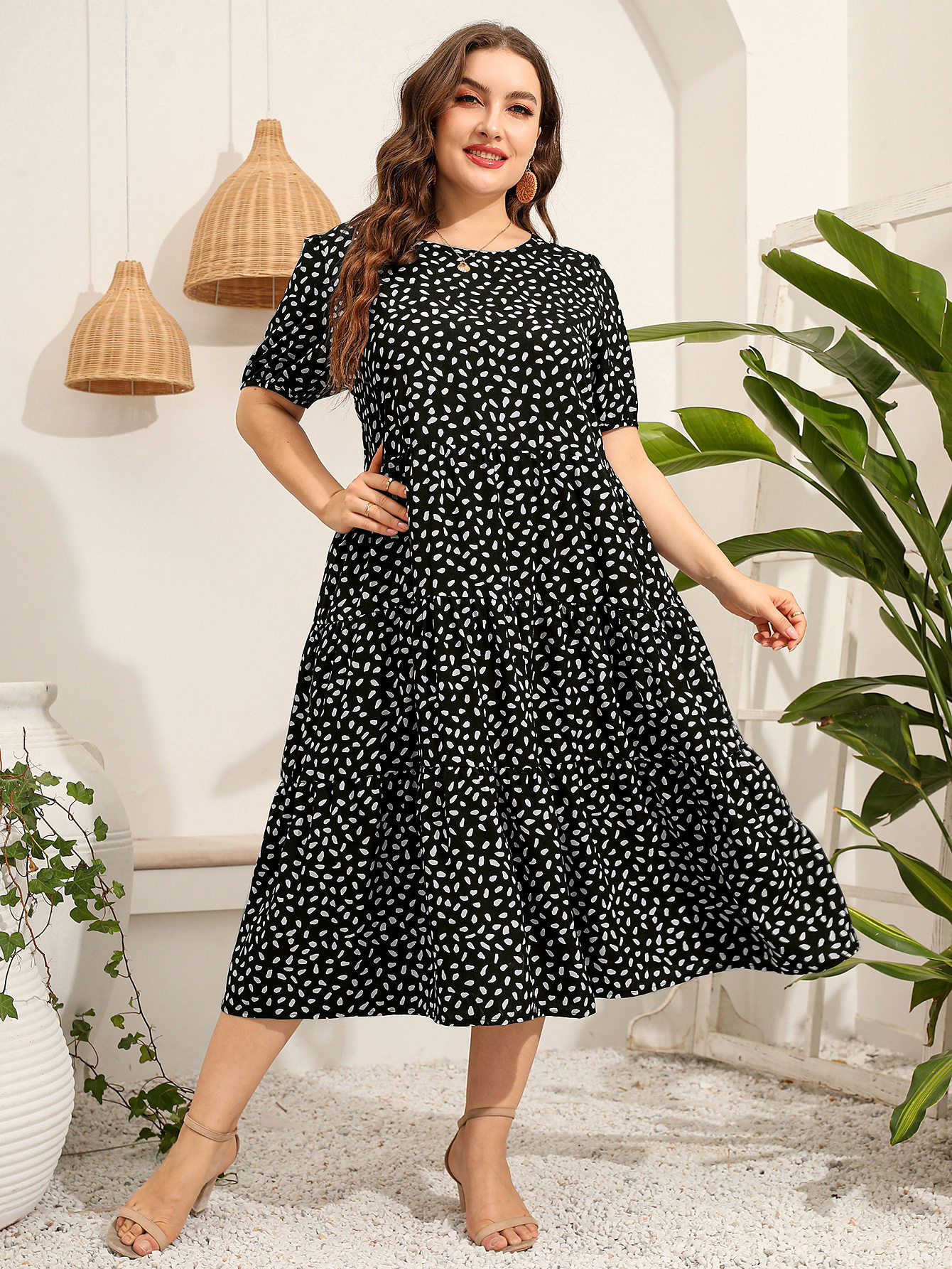 товар из китая loose fit plus size irregular short-sleeved summer dresses