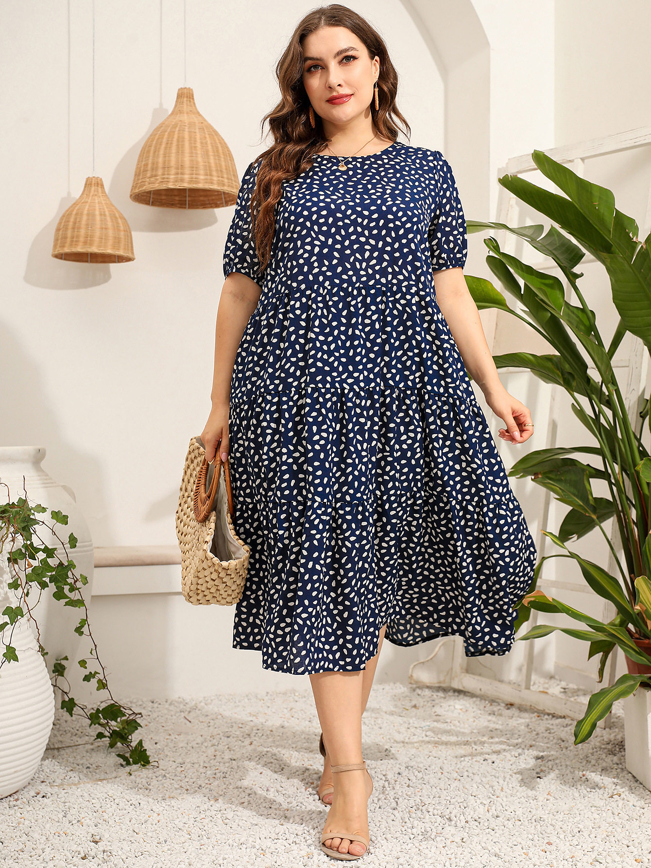 товар из китая loose fit plus size irregular short-sleeved summer dresses