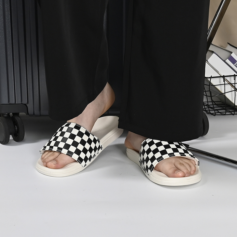 Vans New Summer Shoes for Men and Women La Costa Black and White Checkerboard Casual Slippers Vn0A5Hfer6R