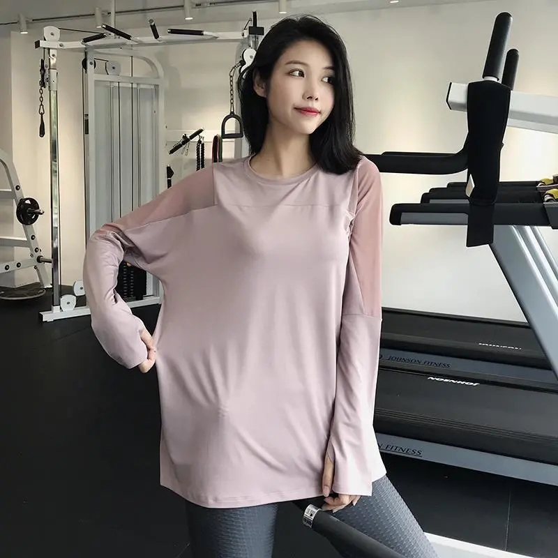 Sports Tops for Women, Loose-Fitting Running Training, Internet Celebrity Slimming Look, Fitness, Breathable, Quick-Drying T-Shirts, Casual Long-Sleeved Yoga Clothes