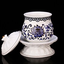 Phu An Buddhist Hall Supplies Buddhist Hall Offerings Ceramic Glaze Blue and White Porcelain Ancient Lotus Cup Holy Water Cup Tea Cup