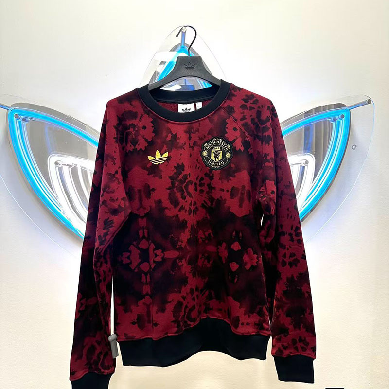 Adidas Manchester United Tie-Dye Series Men's Long-Sleeved Football Sports Pullover Sweatshirt Jf0364