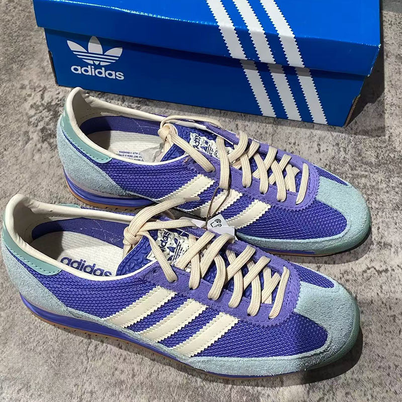 Adidas Trefoil Sl 72 Blue-Purple-Green Thin-Soled Retro Lace-Up Women's Sports Casual T-Toe Shoes Ih0290