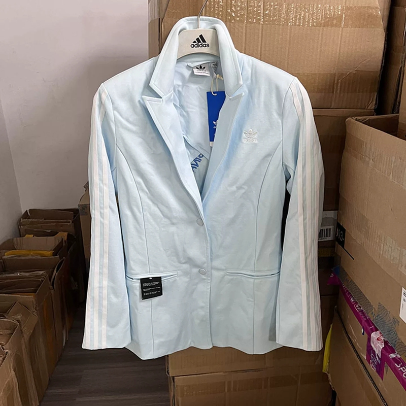 Adidas Trefoil Jacket Women's Blazer Spring Knitted Breathable Slim Casual Suit Jacket Ht3758