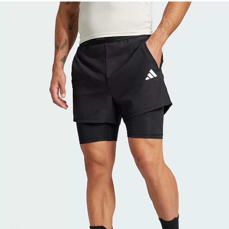 Adidas/Adidas Genuine Men's Breathable Two-In-One Running Sports Shorts Je5665