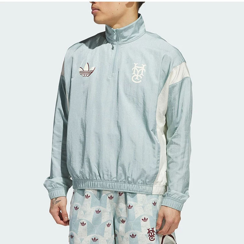 Adidas/Adidas Official Authentic Clover Men's Stand-Up Collar Half-Zip Woven Pullover Jc5971 Adidas/Adidas Official Authentic Clover Men's Stand-Up Collar Half-Zip Woven Pullover Jc5971