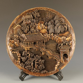 Collection of retro snowflake jade, beihai hao pujian picture plate, antique jade, ming and qing dynasty home decoration ornaments