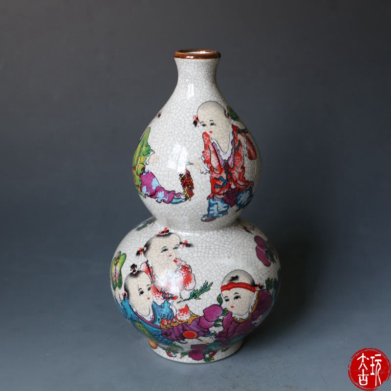 Antique Jingdezhen Porcelain Powder Color Crackling with Festive Heather Vase Home TV Cabinet Decoration Pendulum