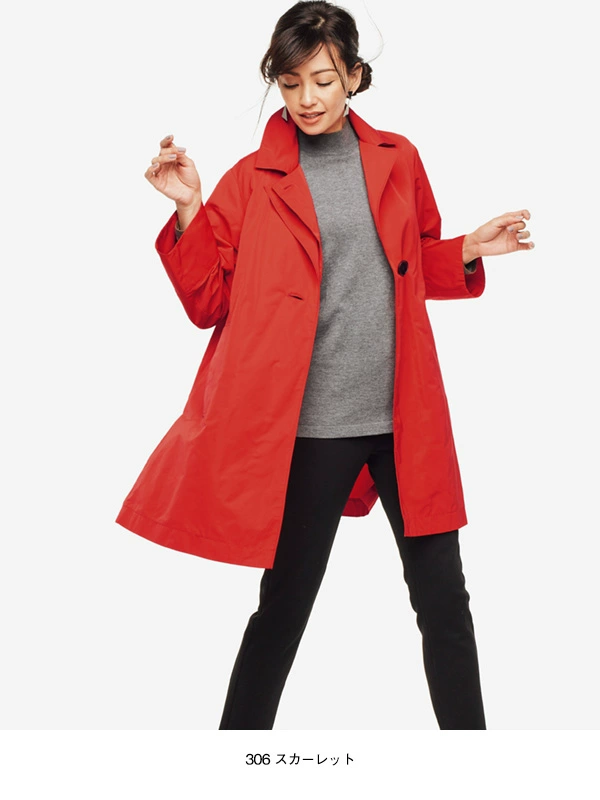 Nhật Bản đơn cao cấp dành cho phụ nữ mùa thu grosgrain kiểu A hai cổ áo khoác gió kẹp áo khoác với lớp lót bông 19152 - Trench Coat