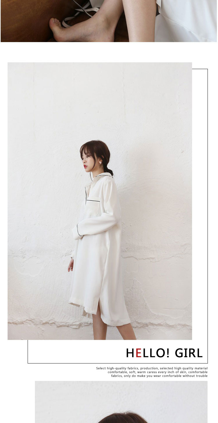 Váy ngủ nữ mùa thu cotton trắng rộng kích thước lớn Bộ đồ ngủ dài sinh viên có thể mặc quần áo bên ngoài đầm mặc nhà thoải mái
