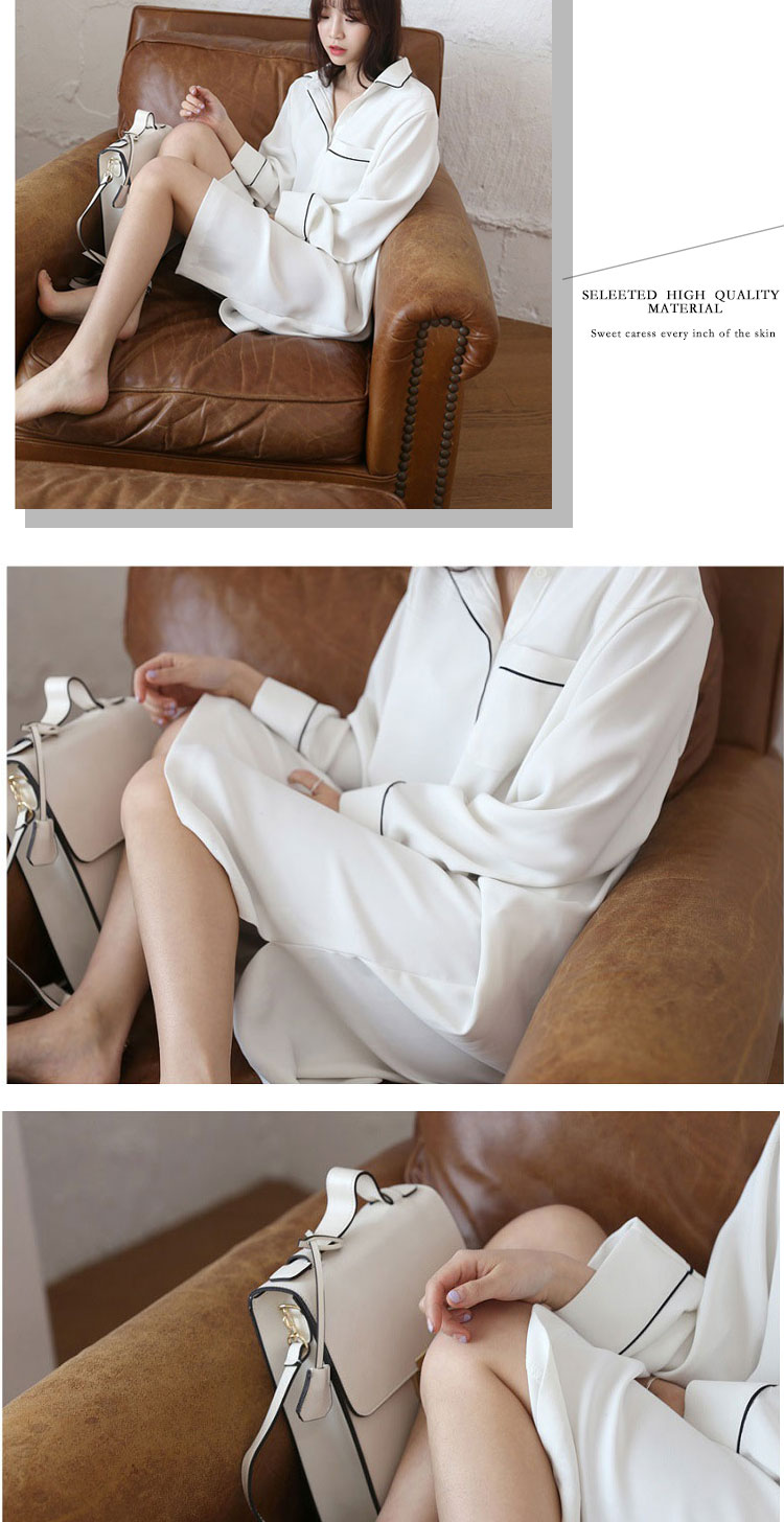 Váy ngủ nữ mùa thu cotton trắng rộng kích thước lớn Bộ đồ ngủ dài sinh viên có thể mặc quần áo bên ngoài đầm mặc nhà thoải mái