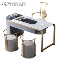 Light Extravagant Tea Table Method Minimalist Modern Net Black Tea Table New Chinese Rock Plate Tea Table And Chairs Office Home Upscale Tea Table