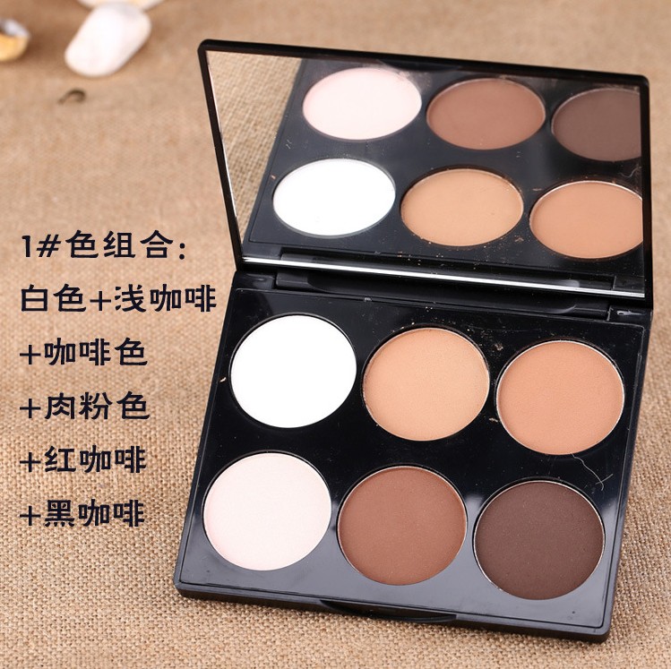Trẻ em xinh đẹp của ba chiều sáu màu công suất sửa chữa bột cao bóng bóng mặt bột mũi bóng bột mày sửa chữa công suất kết hợp người mới bắt đầu phấn đánh khối