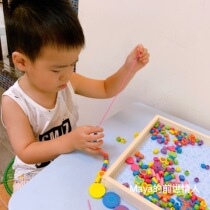 Melissa doug childrens wooden rope beaded educational toy set finger fine motor exercise