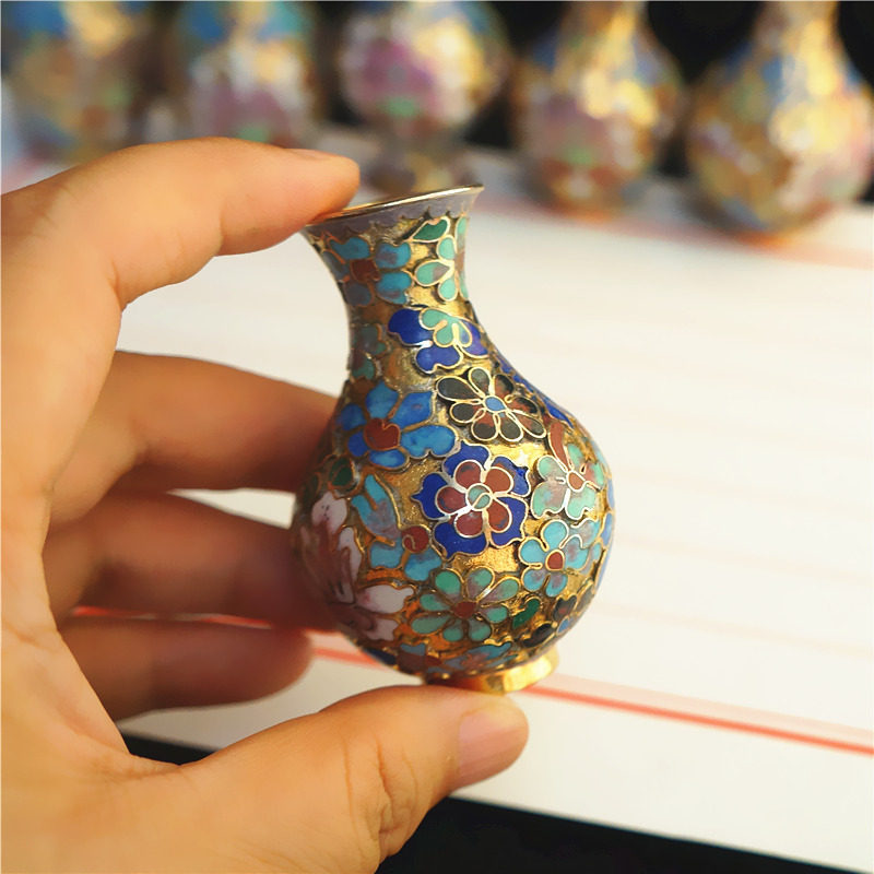 金地景泰蓝花瓶北京产手工艺品铜胎掐丝珐瑯传统收藏老瓶-Taobao-Tmall