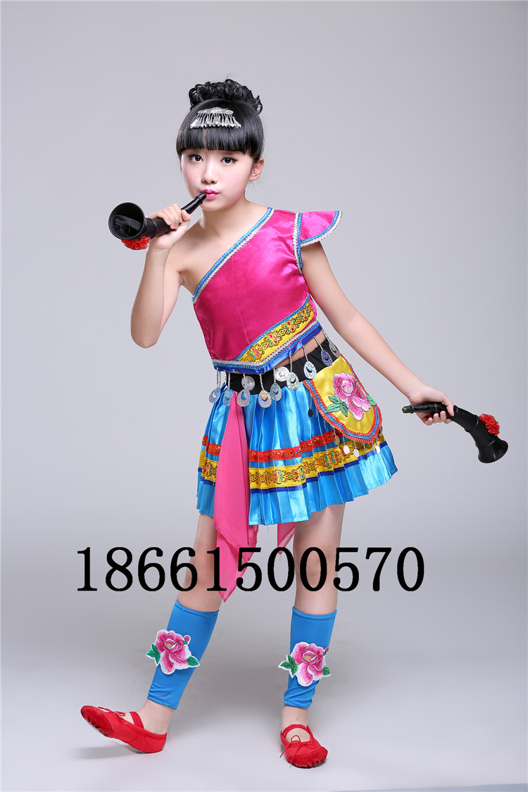 Các 8th Xiao Ông phong cách sừng chỉ múa biểu diễn quần áo trẻ em trang phục đạo cụ sừng loa nhọn váy bale múa cho bé