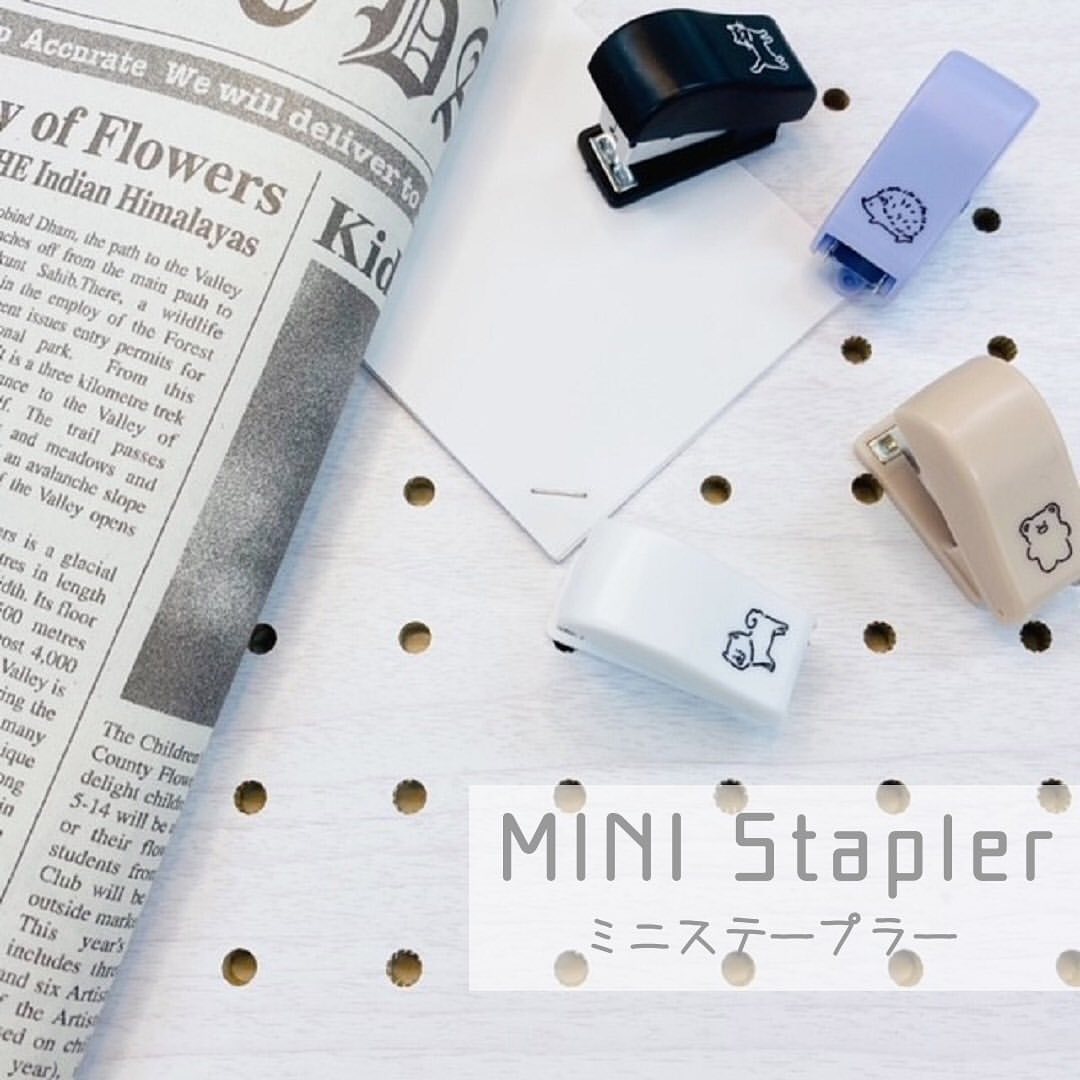 japanese crux cute illustration shiba inu bear hedgehog kitten mini portable stapler