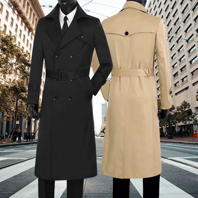 2026 Men's Long Trench Coat, Over-The-Knee Length, New Spring and Autumn Korean Style Men's Jacket, Fashionable Trench Coat for Men