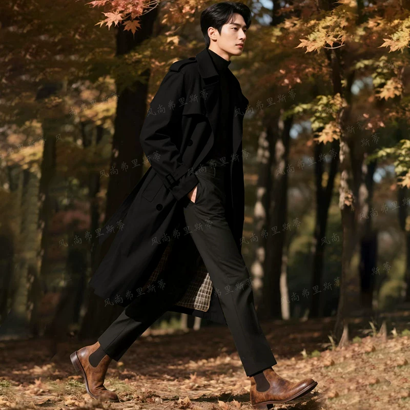 Осеннее длинное элитное trench coat в английском стиле, британский стиль
