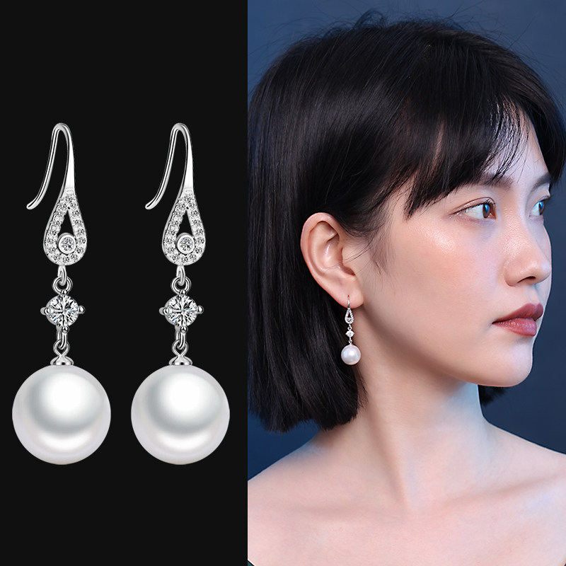 Korean pearl earrings women's 2021 new trendy ear needles 925 sterling silver earrings temperament goddess fan earrings gift