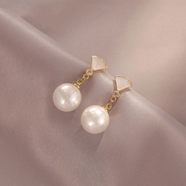 South Korean pearl earrings womens summer niche high-end temperament earrings 2021 new trendy ear clips without ear holes women