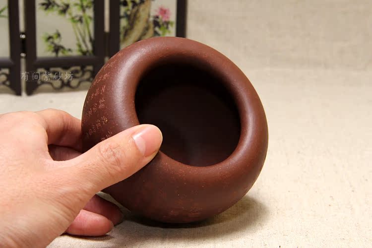 Tím cát gạt tàn đầy đủ quặng thủ công tím bùn tim khắc nhỏ rửa bút rửa hộp cờ vua hương burner bình đất sét