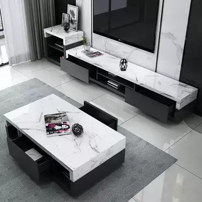 Nordic simple modern living room small apartment marble surface coffee table TV cabinet combination floor cabinet TV cabinet set