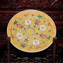 Jingdezhen Wenlao leather porcelain traditional pastel porcelain plate collection ornaments hanging plate decoration crafts