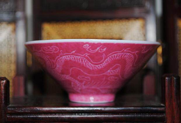 Jingdezhen Ceramic machine Cultural Revolution Porcelain Rouge Grease Red Traditional Rolling Dao Dragon Tattooing Ogasawara Bowl Kongfu Tea Cup Master Cup-Taobao