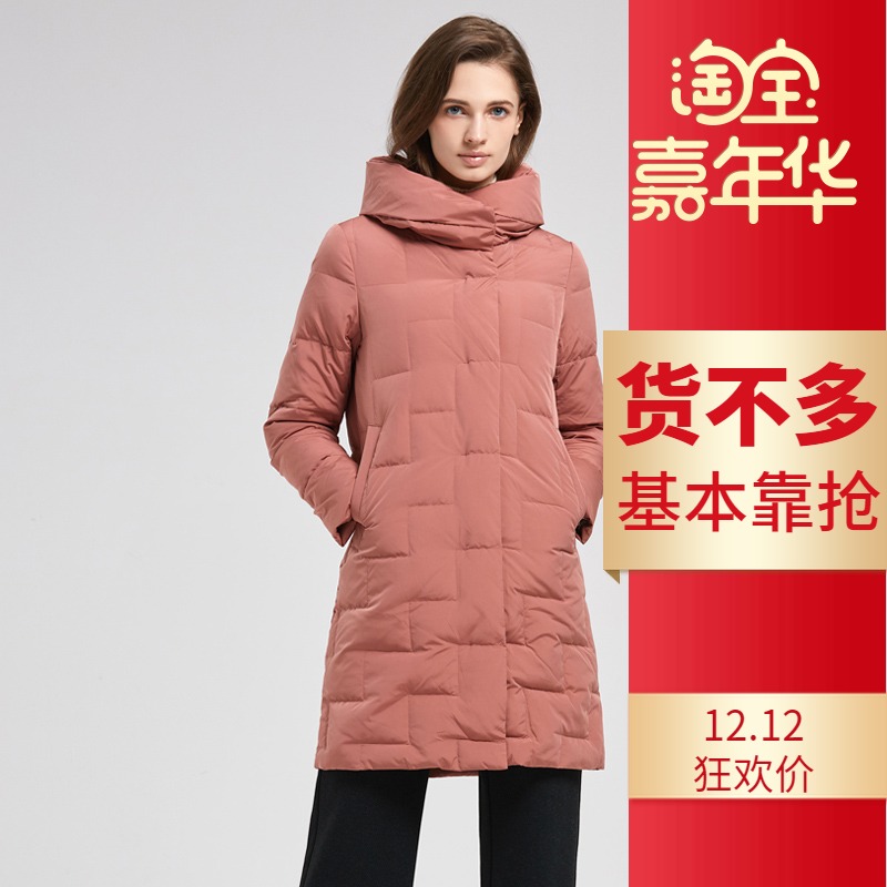 诗织2019新款羽绒服女装中长款加厚显瘦直筒高领小个子外套YF0016