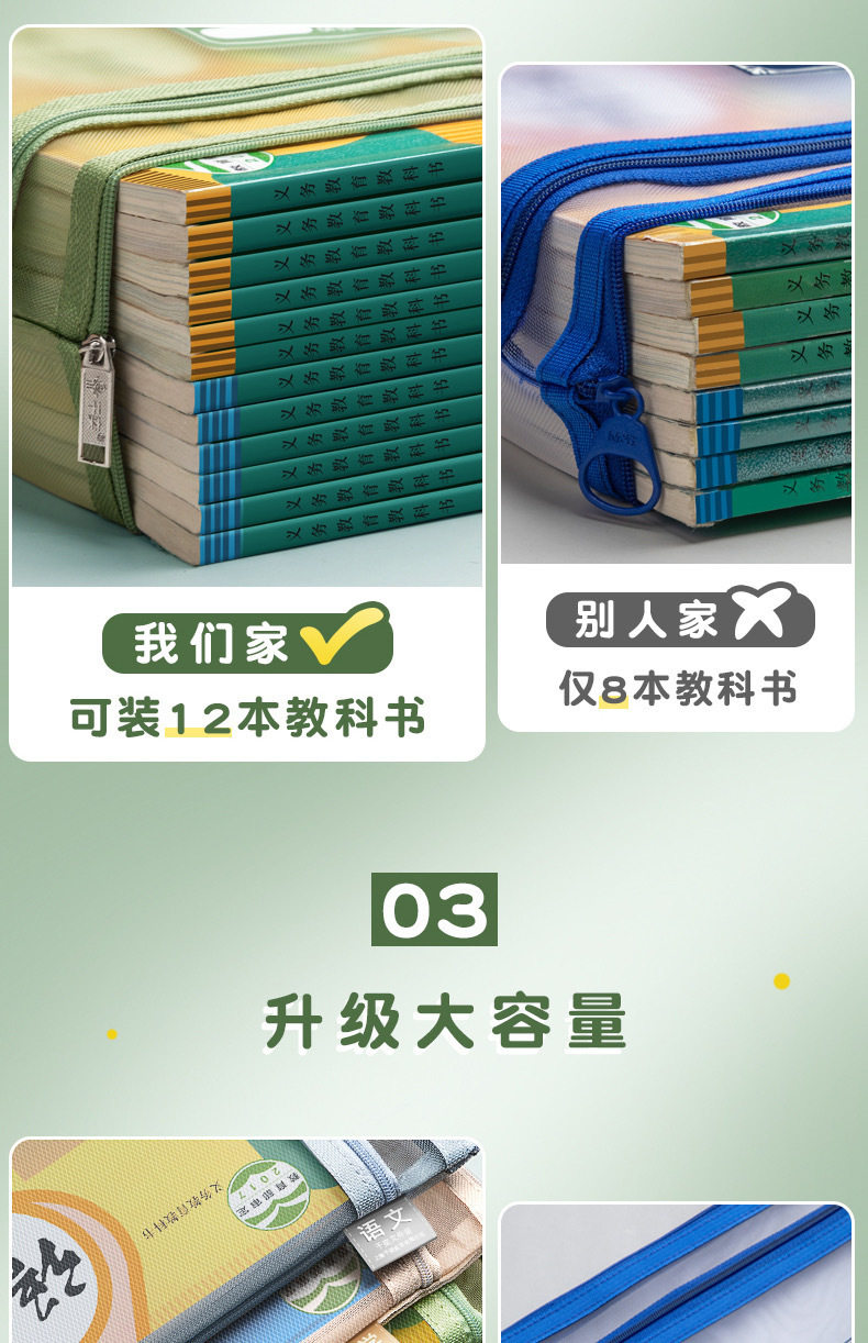 Исправлению сумки 加厚透明手提袋小学生拎书袋双层大容量补习袋可入考场文件袋补课