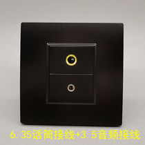 Black 86 type 3 5 headphone mic speaker WIRE WRINGING WIRE SCREWED WIRE 6 35 MICROPHONE MULTIMEDIA MICROPHONE PANEL