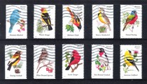 Foreign United States Letter Marketing Stamps 2014 Songbirds Singing Birds and Flowers