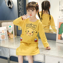 children's nightdress girls spring autumn pure cotton long sleeve cartoon baby autumn winter pajamas girls long home clothes