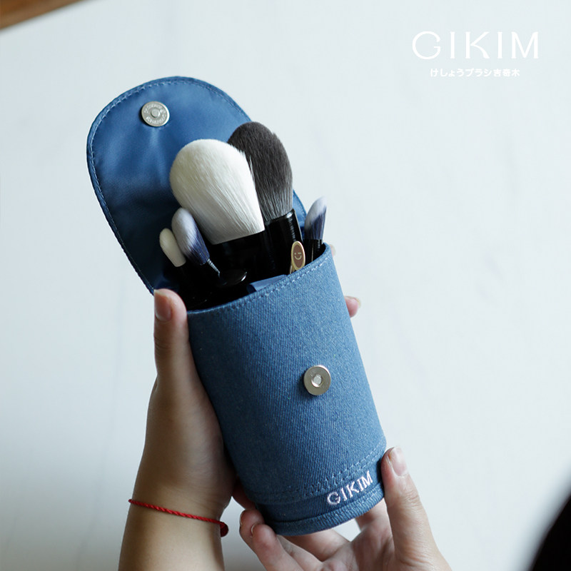 Вертикальная сумка для кистей для макияжа Jiqimu, выдвижная портативная джинсовая сумка для хранения ins wind, сумка для кистей для макияжа, сумка в рулоне, сумка для хранения