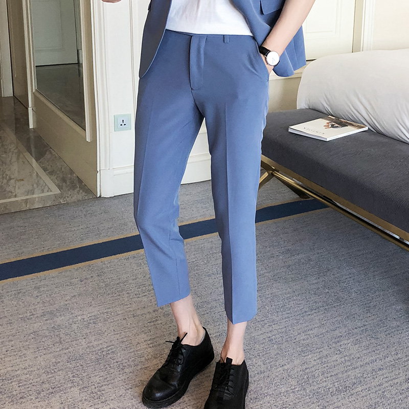 2019 mùa hè mới Casual Suit Hàn Quốc thời trang ăn mặc nam tay rắn Suit Suit Companion ăn mặc