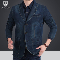 Denim suit men Spring and Autumn new trend middle-aged business leisure large size loose casual casual thin spring jacket coat