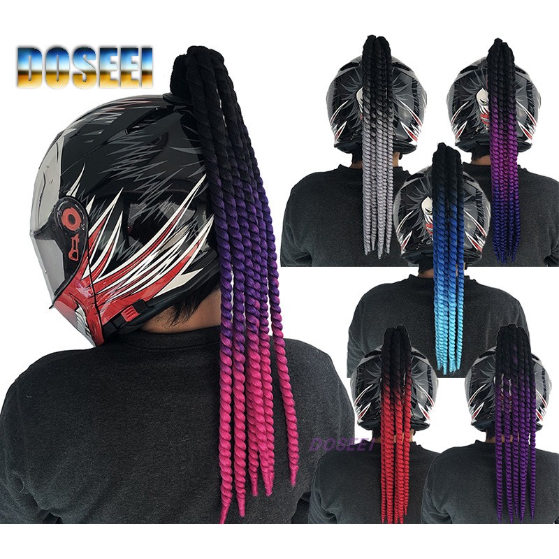 DOSEEI locomotive electric car helmet decoration small braids men and women locomotive ski helmet wig dirty braids personality