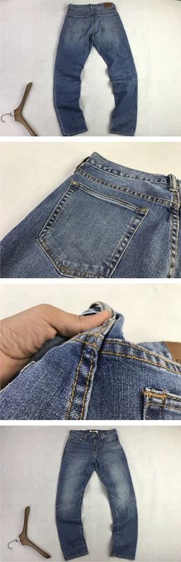Cotton nguyên chất giặt quần jean trắng cũ thẳng quần jeans đường phố giản dị đơn giản chân mỏng quần nam jean nam