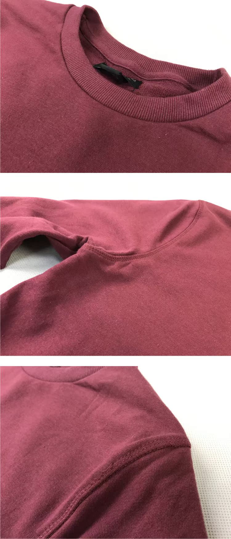 Áo thun cotton thêu ba màu đơn giản terry thoải mái chạm đáy quần dài tay nam nữ cổ tròn quần kaki nam