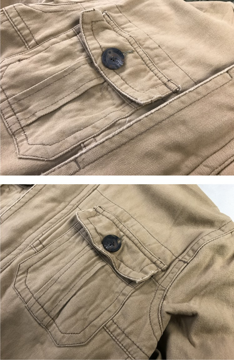 Cotton giặt quần áo nam dụng cụ một lớp áo khoác trùm đầu Mùa xuân và mùa thu Áo khoác nhiều túi áo khoác nam trung niên