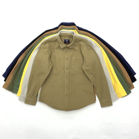 阿美咔叽重磅厚实工装衬衫男士纯棉长袖休闲港风复古大码宽松外套