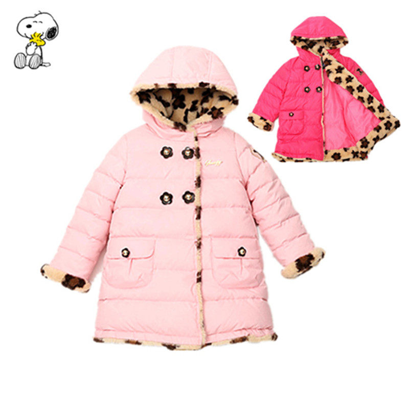 Innubi down clothes girl's winter dress flagship store for long version with cap Korean version children white duck suede coat thick clear cabin