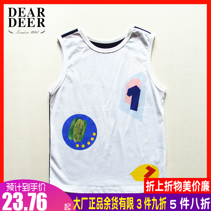 Didi Deer Great Boy Vest Summer New Special Price Domestic Pure Cotton Sucking Sweat Children Knit Sleeveless Blouse