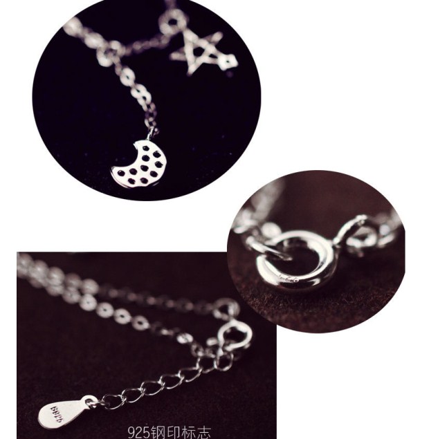 Đẹp bạc 925 sterling vòng chân bạc nữ khí chất chuỗi Hàn Quốc Ngôi sao thời trang Hàn Quốc và kim cương đính kim cương sinh viên lắc chân nữ vàng đẹp
