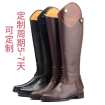 Equestrian boots long equestrian training boots same style horse riding equipment for men and women top layer genuine leather customizable obstacle riding boots