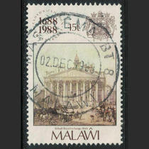 Malawi 1988 Lloyd Insurance 300 years 15t Centre Repoke pin 1 (with a different sticker position)