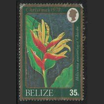 British Belize 1978 Christmas flower 35c pin 1 piece (rounded corners crease back mostly thin)