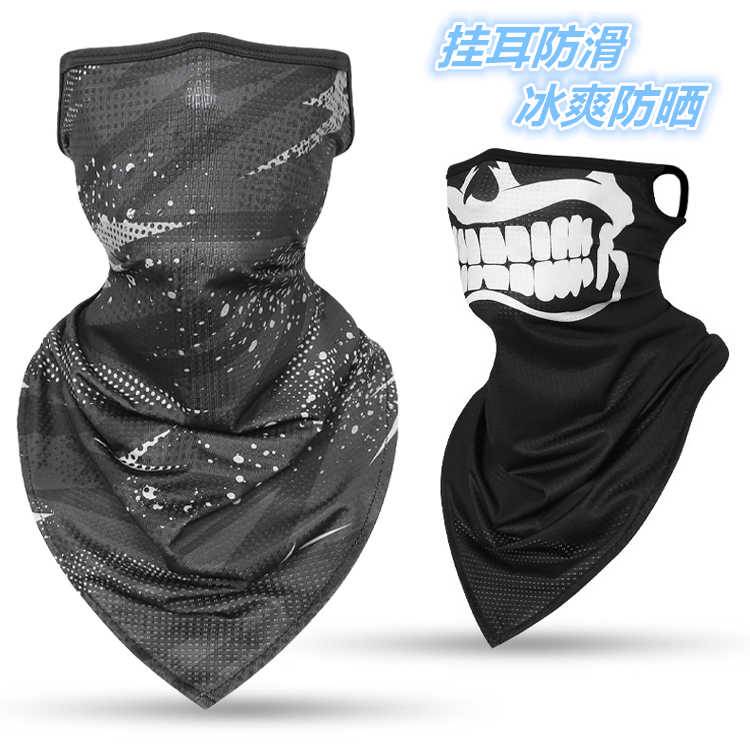 Summer sunscreen mask ear hanging face towel riding hip-hop Lei motorcycle locomotive men's triangle towel breathable tide headscarf men and women