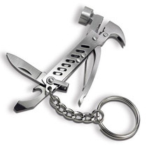 Mini sheep horn hammer pliers keychain Camping tools Multi-function pliers Hammer knife bottle opener Keychain pendant